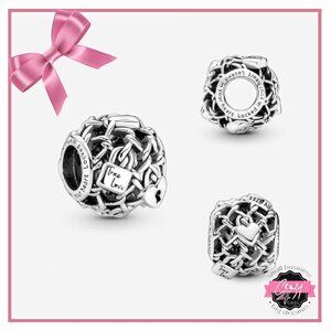 Openwork Chain Link Padlock Charm